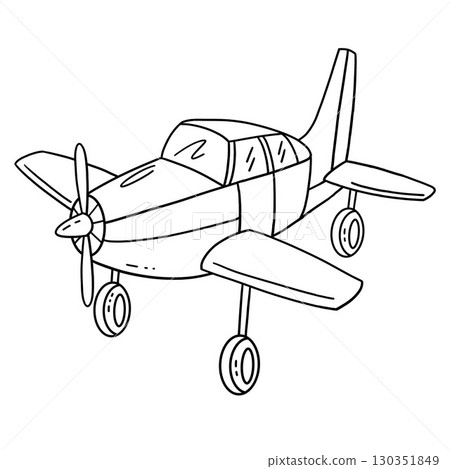 Airplane Isolated Coloring Page for Kids 130351849