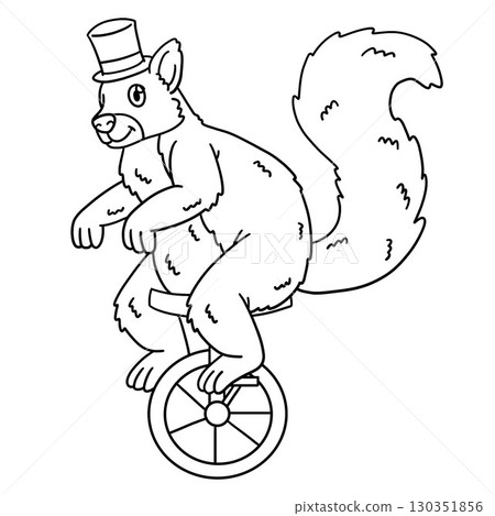 Circus Animal Squirrel on a Unicycle Isolated Circus Animal Squirrel on a Unicycle Isolated 130351856