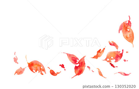 水彩畫。帶有水彩畫風格的秋葉向量插圖。秋葉插圖材料。秋季框架。 130352020