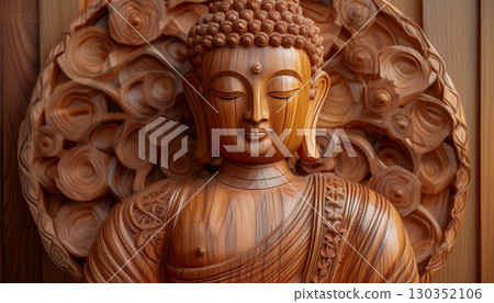 Sacred wooden Buddha statues handed down from ancient times Sacred wooden Buddha statues handed down from ancient times 130352106