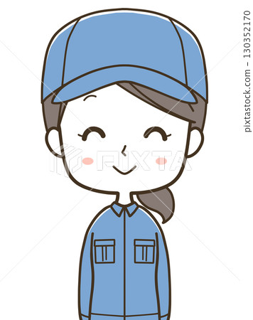 Upper body illustration of a smiling young female worker 130352170