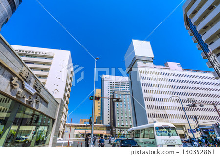 Yokohama cityscape in Japan: View of Fujisoft, Pio City, Hotel Mets, etc. from the south ticket gate (west exit) of Sakuragicho Station Yokohama cityscape in Japan: View of Fujisoft, Pio City, Hotel Mets, etc. from the south ticket gate (west exit) of Sakuragicho Station 130352861