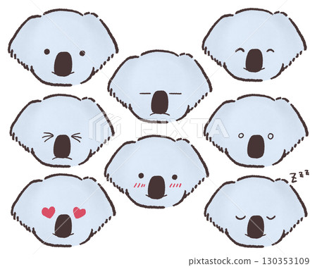 手繪各種表情的無尾熊 130353109
