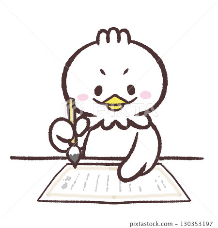 Illustration of a white bird addressing a certificate 130353197