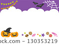 Halloween frame with pumpkins and candy 130353219