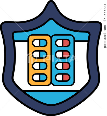 A shield with pills on it 130353283