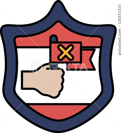 A hand holding a red X flag A hand holding a red X flag 130353325