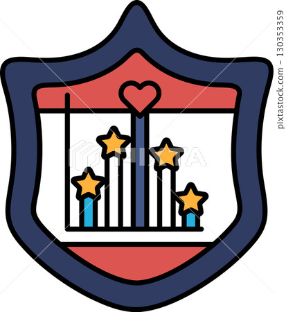 A shield with a heart and stars on it 130353359