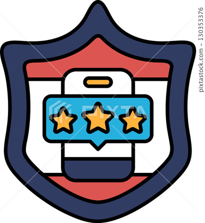 A shield with three stars and a phone on it A shield with three stars and a phone on it 130353376