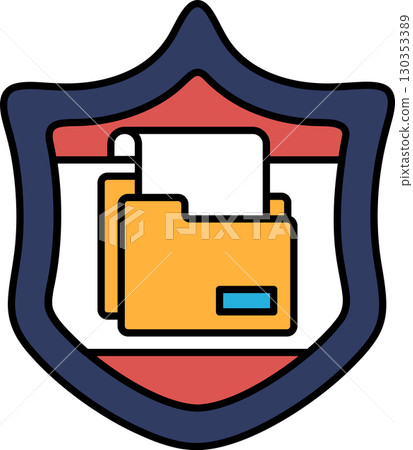 A shield with a yellow folder on it 130353389