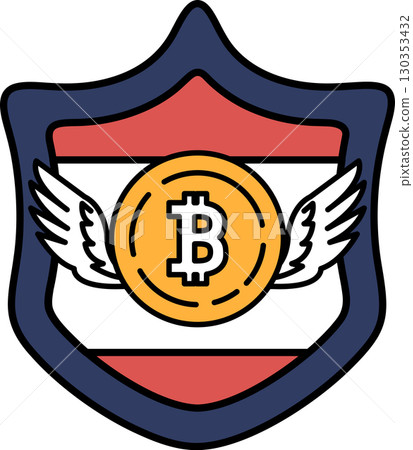 A shield with a coin and the letter B on it A shield with a coin and the letter B on it 130353432