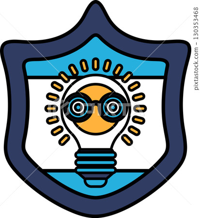 A shield with a light bulb on it A shield with a light bulb on it 130353468