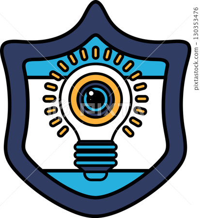A shield with a light bulb on it 130353476