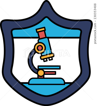 A black and white drawing of a microscope 130353488