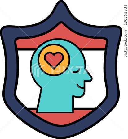 A shield with a man's head and heart on it A shield with a man's head and heart on it 130353533