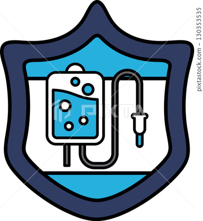 A shield with a syringe and a bag on it A shield with a syringe and a bag on it 130353535