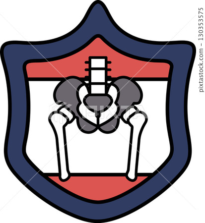 A black and white drawing of a skeleton's hip bone 130353575