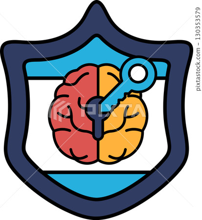 A shield with a key and a brain on it A shield with a key and a brain on it 130353579