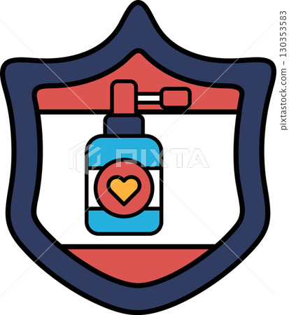 A shield with a spray bottle on it A shield with a spray bottle on it 130353583