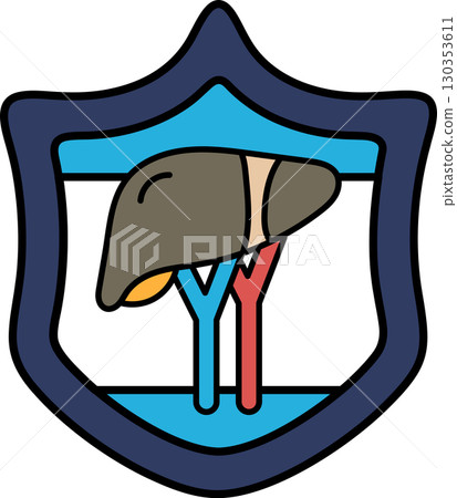 A black and white drawing of a liver with two blood vessels A black and white drawing of a liver with two blood vessels 130353611