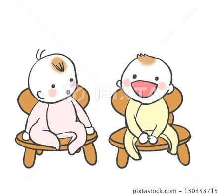 嬰兒坐在椅子上 130353715