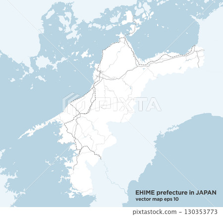 A simple road map of Ehime Prefecture, Japan 130353773