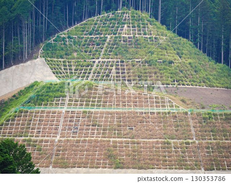 Shitara Dam under construction for the dam foundation. Photographed in September 2025. Shitara Dam under construction for the dam foundation. Photographed in September 2025. 130353786