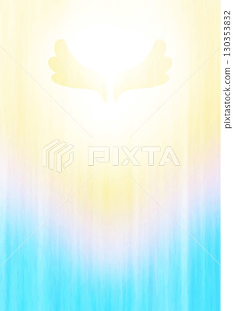 閃亮的羽毛彩虹光暈，藍色，標準紙張比例，垂直 130353832