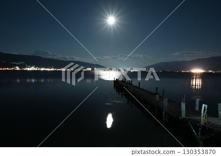 Moon and fireworks at Shimo-Suwa Port Moon and fireworks at Shimo-Suwa Port 130353870
