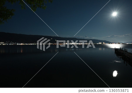 下諡訪港的月亮和煙火 130353871
