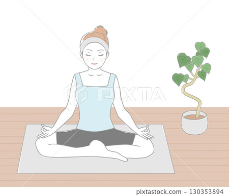 在房間裡冥想的女人 130353894