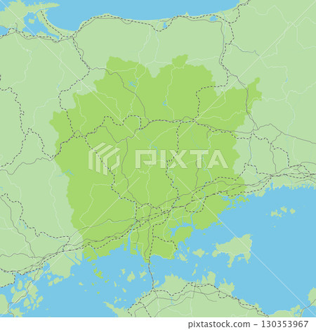 A simple green road map of Okayama prefecture in Japan and its neighboring prefectures 130353967