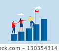 businessman leader holding hand with employee walking up arrow graph team hold hands and help each other in achieving targets Teamwork cooperate together vector illustration 130354314