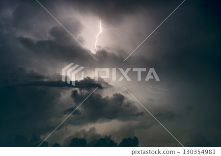 閃電，雷聲，閃電，實景 130354981