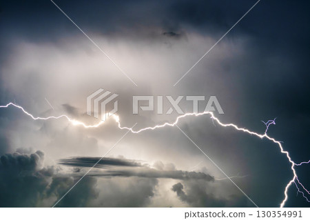 閃電，雷聲，閃電，實景 130354991