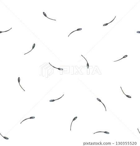 Flower stamens seamless pattern. Watercolor delicate botanical elements of flowers grey seeds. Hand drawn isolated illustration. Repeating background for Floral fabric design, packaging, wallpaper. 130355520