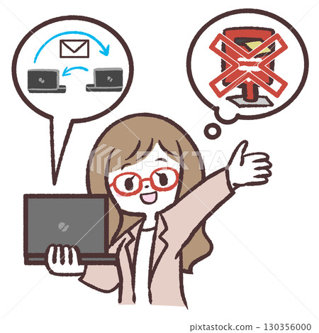 一位女士將信件轉換成電子郵件的插圖 130356000