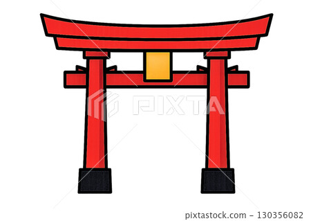 彩色鳥居門插畫平面流行藝術 130356082