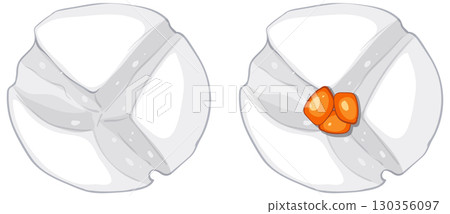 Vector Illustration of Asian Dumplings with Filling 130356097