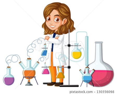 Young Female Scientist Conducting Chemistry Experiment 130356098
