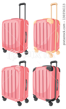 Red Hard Shell Suitcase Set With Rolling Wheels 130356113