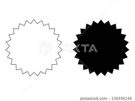 Jagged circular badge silhouette set (white and black) 130356148