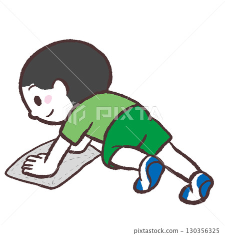 一個男孩拖地的插圖 一個男孩拖地的插圖 130356325