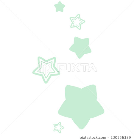 淺綠色可愛手繪閃閃發光的星星插畫 130356389