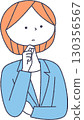 A woman in a suit thinking 130356567