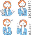 Facial expression set of a woman in a suit 130356570