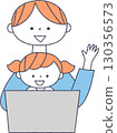 Parent-child watching laptop 130356573