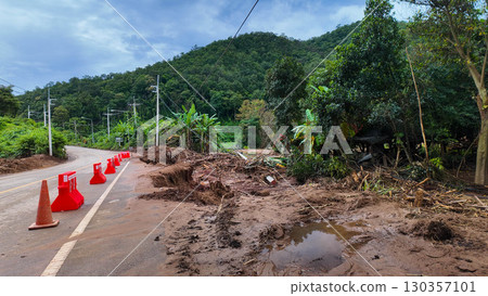 Flood Damage and Erosion Along Mountain Road Flood Damage and Erosion Along Mountain Road 130357101
