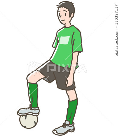 Illustration of a boy playing soccer 130357117
