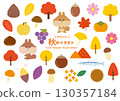 Cute autumn illustration material set 130357184